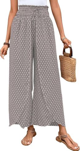 MINTLIMIT Womens Pants Floral Boho Palazzo Pants High Waisted Wrap Slit Trousers Flowy Casual Wide Leg Pants in Kuwait