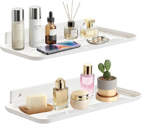 FAYYGYH Adhesive Floating Shelves No Drill Floating Shelf for Wall Storage Damage-Free Wall Mounted Organizer for Bathroom, Kitchen, Bedroom & Office (Black, 2 PCS) in Saudi Arabia