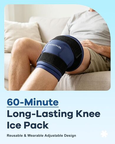 Knee Ice Pack Wrap 60-Minute Long-Lasting Ice Pack for Knee Pain Relief, Reusable Gel Ice Wrap for Leg Injuries, Swelling, Knee Replacement Surgery, Cold Therapy for Arthritis, Meniscus Tear, ACL Blue in Saudi Arabia