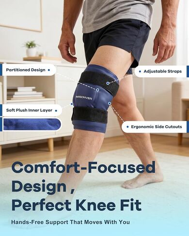 Knee Ice Pack Wrap 60-Minute Long-Lasting Ice Pack for Knee Pain Relief, Reusable Gel Ice Wrap for Leg Injuries, Swelling, Knee Replacement Surgery, Cold Therapy for Arthritis, Meniscus Tear, ACL Blue in Saudi Arabia