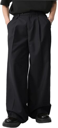 Men's Baggy Dress Pants Zipper Fly Pleated Wide Leg Dress Pants Business Casual Work Long Trousers with Pocket in Saudi Arabia