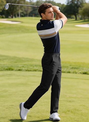 Men's Golf Pants Stretch Work Dress Comfy Pants 30"/32"/34" Lightweight Quick Dry Casual Slacks Trousers with Pockets in Saudi Arabia
