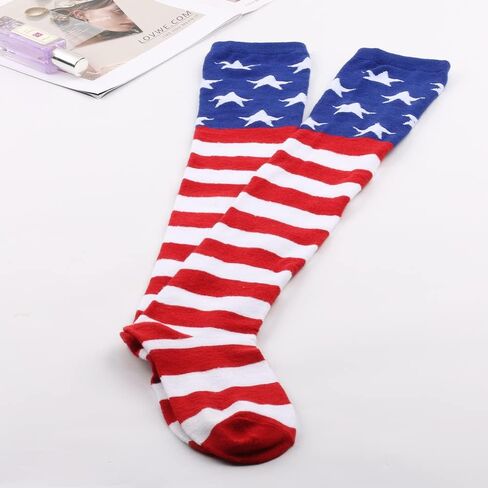 2 Pairs 4th of July Patriotic Independence Day Tights Gloves Set Star Stripe Pantyhose Tights Red White Blue Design for Women Halloween Cosplay Party Outfit Accessories in Kuwait