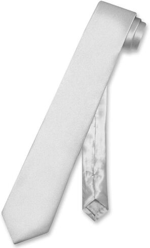 Biagio 100% SILK Narrow NeckTie Skinny SILVER GREY Color Men's 2.5" Neck Tie in Kuwait