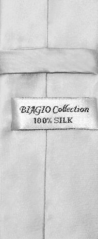 Biagio 100% SILK Narrow NeckTie Skinny SILVER GREY Color Men's 2.5" Neck Tie in Kuwait