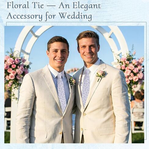 Floral Ties for Men, Satin Mens Ties with Flower Printed Suit Men's Neckties for Wedding Party Banquet Business in Saudi Arabia