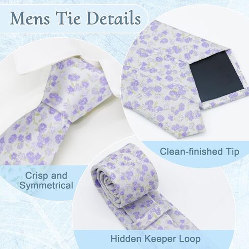 Floral Ties for Men, Satin Mens Ties with Flower Printed Suit Men's Neckties for Wedding Party Banquet Business in Saudi Arabia