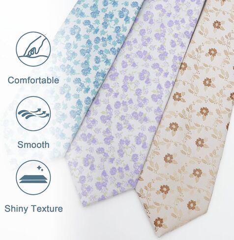 Floral Ties for Men, Satin Mens Ties with Flower Printed Suit Men's Neckties for Wedding Party Banquet Business in Saudi Arabia
