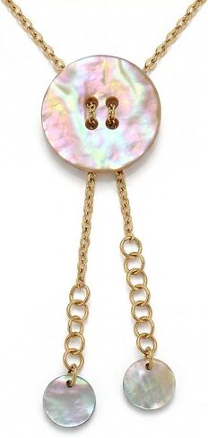 Abalone Shell Bolo Necklace for Women - Genuine Paua Shell Pendant Stainless Steel Chain Lariat Y-Necklace, Western Boho Beach Jewelry in Saudi Arabia