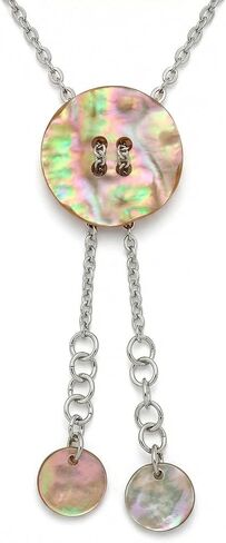 Abalone Shell Bolo Necklace for Women - Genuine Paua Shell Pendant Stainless Steel Chain Lariat Y-Necklace, Western Boho Beach Jewelry in Saudi Arabia