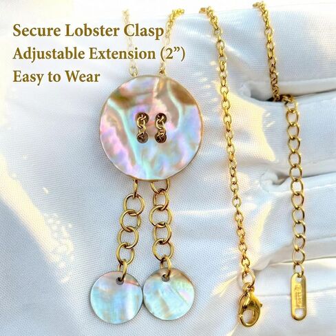 Abalone Shell Bolo Necklace for Women - Genuine Paua Shell Pendant Stainless Steel Chain Lariat Y-Necklace, Western Boho Beach Jewelry in Saudi Arabia