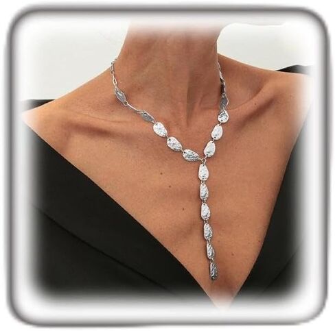 Gold Chunky Y Hammered Irregular Lariat Necklace for Women,Boho Organic Textured Matte Drop Statement Choker Necklace Minimalist Fashion Jewelry Gifts in Saudi Arabia