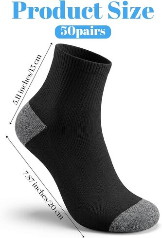 50 Pairs Ankle Socks for Men Lightweight Mens Socks Bulk Comfort Breathable Athletic Casual Quarter Sock Size 7-12 Athletic Socks Crew Socks Cushion Socks for Women Unisex Running Hiking in Kuwait