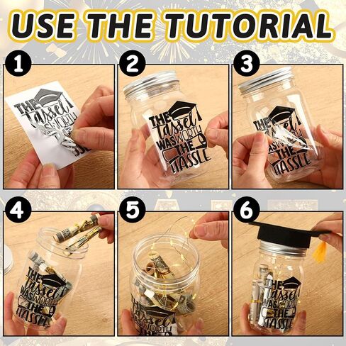 NOVWANG 6 Pcs Graduation Mason Jars, Light Up 2026 Graduation Table Centerpieces with Grad Hats for High School College Congrats Grad Decorations Class of 2026 Party Favors in Kuwait