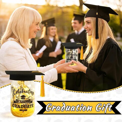 NOVWANG 6 Pcs Graduation Mason Jars, Light Up 2026 Graduation Table Centerpieces with Grad Hats for High School College Congrats Grad Decorations Class of 2026 Party Favors in Kuwait