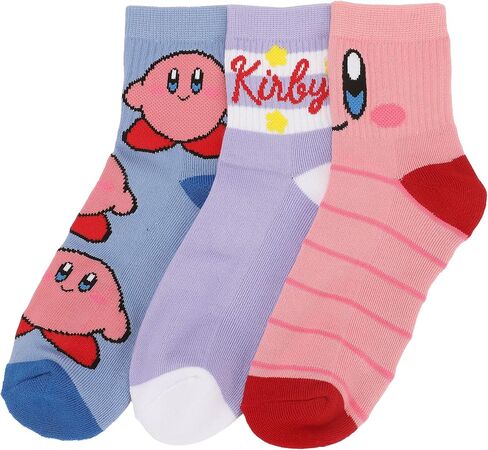 Bioworld Kirby Waddle and AOP Kirby Womens Casual Quarter Crew Socks 3 Pack in Kuwait