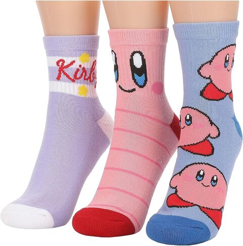 Bioworld Kirby Waddle and AOP Kirby Womens Casual Quarter Crew Socks 3 Pack in Kuwait