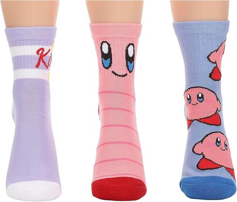 Bioworld Kirby Waddle and AOP Kirby Womens Casual Quarter Crew Socks 3 Pack in Kuwait