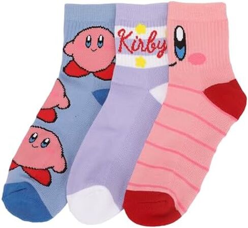 Bioworld Kirby Waddle and AOP Kirby Womens Casual Quarter Crew Socks 3 Pack in Kuwait