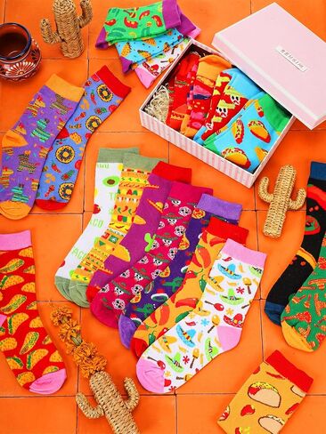 Shinymoon 72 Pairs Mexican Taco Socks Bulk for Men Women Novelty Cinco De Mayo Gifts for Mexican Fiesta Day(Mexican) in Kuwait