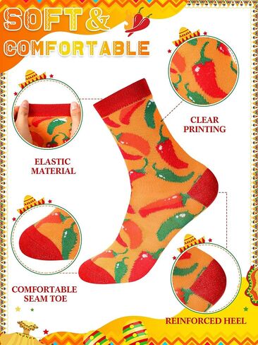 Shinymoon 72 Pairs Mexican Taco Socks Bulk for Men Women Novelty Cinco De Mayo Gifts for Mexican Fiesta Day(Mexican) in Kuwait