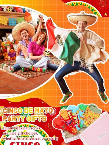 Shinymoon 72 Pairs Mexican Taco Socks Bulk for Men Women Novelty Cinco De Mayo Gifts for Mexican Fiesta Day(Mexican) in Kuwait