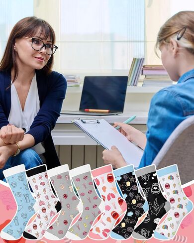 Eurzom 8 Pairs Speech Socks Speech Language Pathologists Gifts for Women Cute Motivational Slp Socks Therapist Appreciation Gift for Teacher Therapist Pathologist Coworker in Kuwait