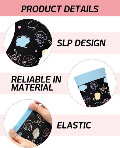 Eurzom 8 Pairs Speech Socks Speech Language Pathologists Gifts for Women Cute Motivational Slp Socks Therapist Appreciation Gift for Teacher Therapist Pathologist Coworker in Kuwait