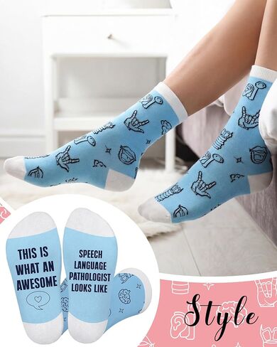 Eurzom 8 Pairs Speech Socks Speech Language Pathologists Gifts for Women Cute Motivational Slp Socks Therapist Appreciation Gift for Teacher Therapist Pathologist Coworker in Kuwait