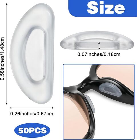25 Pairs Eyeglass Nose Pads, 2 mm Thickness Adhesive Antislip Nose Pads for Glasses with Airbag Cushion, Soft Silicone Glasses Grips for Plastic Frames Sunglasses, Eyeglasses & Reading (Clear) in Kuwait