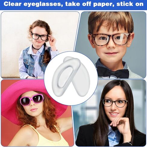 25 Pairs Eyeglass Nose Pads, 2 mm Thickness Adhesive Antislip Nose Pads for Glasses with Airbag Cushion, Soft Silicone Glasses Grips for Plastic Frames Sunglasses, Eyeglasses & Reading (Clear) in Kuwait