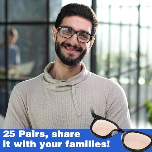 25 Pairs Eyeglass Nose Pads, 2 mm Thickness Adhesive Antislip Nose Pads for Glasses with Airbag Cushion, Soft Silicone Glasses Grips for Plastic Frames Sunglasses, Eyeglasses & Reading (Clear) in Kuwait