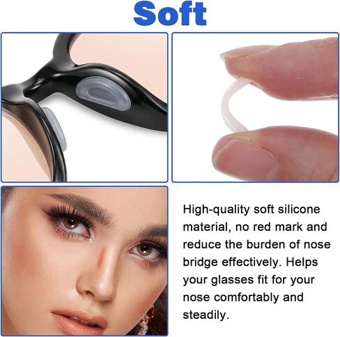 25 Pairs Eyeglass Nose Pads, 2 mm Thickness Adhesive Antislip Nose Pads for Glasses with Airbag Cushion, Soft Silicone Glasses Grips for Plastic Frames Sunglasses, Eyeglasses & Reading (Clear) in Kuwait