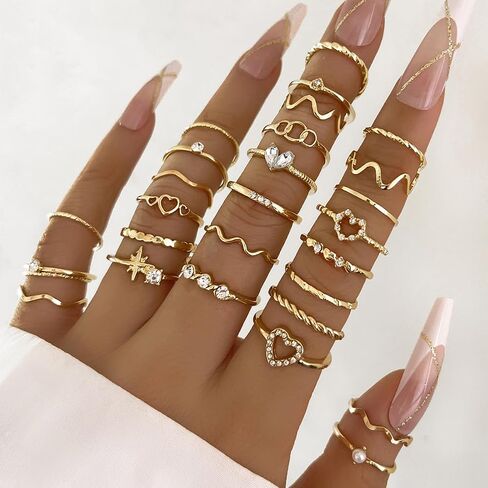 Stackable Rings for Women Ring Set Stacking Rings Knuckle Rings for Women Stylish Jewelry Ring Sets in Kuwait