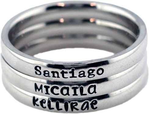 3mm *Shiny Finish* Stackable Stainless Steel Personalized Custom Stacking Name Ring(s) in Kuwait