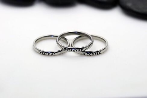 3mm *Shiny Finish* Stackable Stainless Steel Personalized Custom Stacking Name Ring(s) in Kuwait