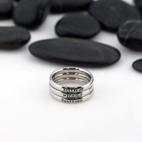 3mm *Shiny Finish* Stackable Stainless Steel Personalized Custom Stacking Name Ring(s) in Kuwait