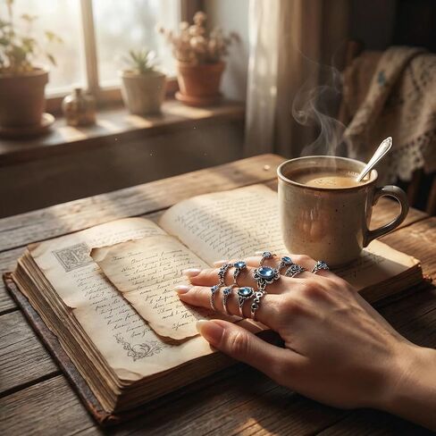 9Pcs Vintage Silver Knuckle Rings Set for Women - Boho Gothic Stackable Joint Finger Midi Rings Pack, Retro Chunky Statement Jewelry Gifts for Women in Kuwait