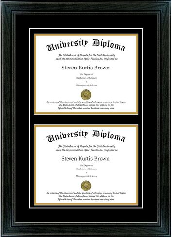 Perfect Cases Double Diploma Frame with Double Matting for 8.5" x 11" Tall Diploma with Black 1.5" Frame in Saudi Arabia