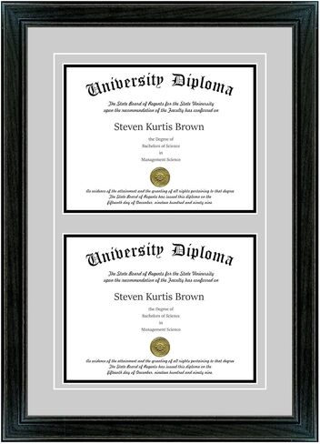 Perfect Cases Double Diploma Frame with Double Matting for 8.5" x 11" Tall Diploma with Black 1.5" Frame in Saudi Arabia