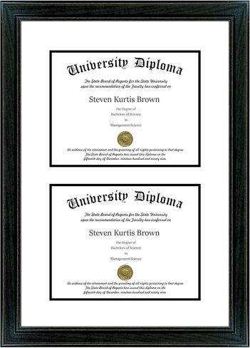 Perfect Cases Double Diploma Frame with Double Matting for 8.5" x 11" Tall Diploma with Black 1.5" Frame in Saudi Arabia