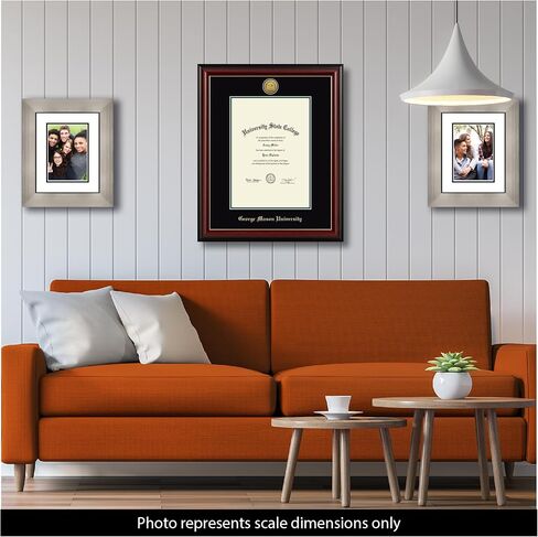George Mason University 10" w x 14" h Diploma Frame - Fits a bachelor's, master's and phd - Gold Engraved Medallion Diploma Frame - Cherry Moulding with Black and Tartan Green Matting in Kuwait