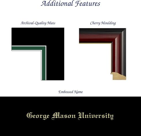 George Mason University 10" w x 14" h Diploma Frame - Fits a bachelor's, master's and phd - Gold Engraved Medallion Diploma Frame - Cherry Moulding with Black and Tartan Green Matting in Kuwait