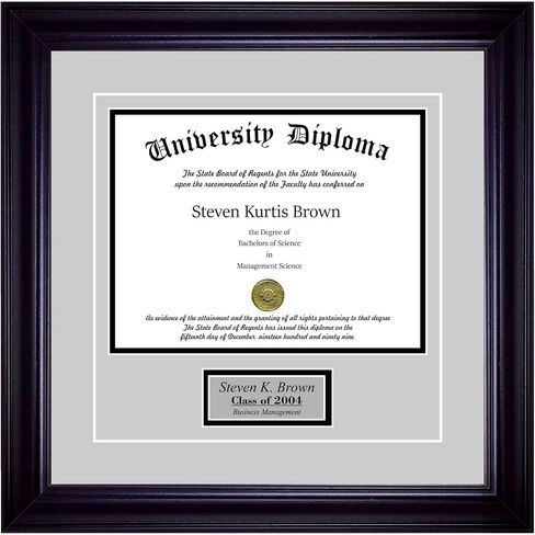 Perfect Cases Personalized Single Diploma Frame with Double Matting for 8.5" x 11" Tall Diploma with Black 2" Frame in Saudi Arabia