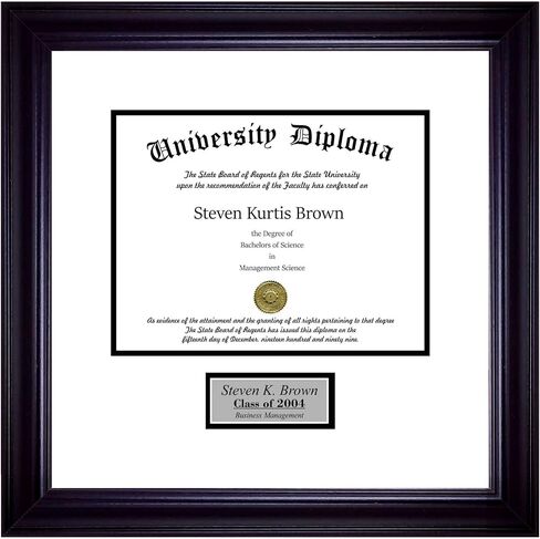 Perfect Cases Personalized Single Diploma Frame with Double Matting for 8.5" x 11" Tall Diploma with Black 2" Frame in Saudi Arabia