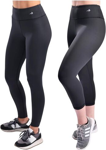 CompressionZ Tummy Control Compression Leggings for Women (Black-S) & High Waisted Capri Workout Yoga Pants (Black-S) Bundle in Saudi Arabia