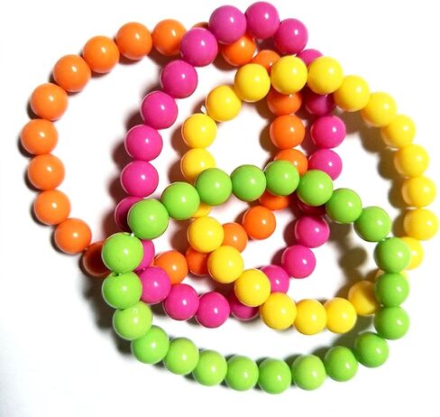 8Pcs 80s Neno Beaded Necklace Bracelet Sets Colorful Plastic Beads Jewelry Retro Party Costume Props Accessories in Saudi Arabia