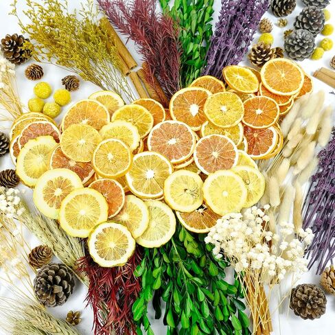 105 PCS DIY Dried Flowers & Fruit Kit, Dried Flowers for Crafts, 15 Types Natural Mixed Lavender and Scented Orange Slices, Perfect for Home Decor, Wedding & Party Arrangement, Wreath, Garland in Saudi Arabia
