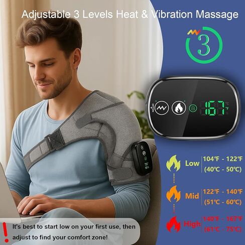 Shoulder Heating Pad with Massage Cordless, Shoulder Massager for Pain Deep Tissue, Heated Shoulder Wrap with Massage in Saudi Arabia
