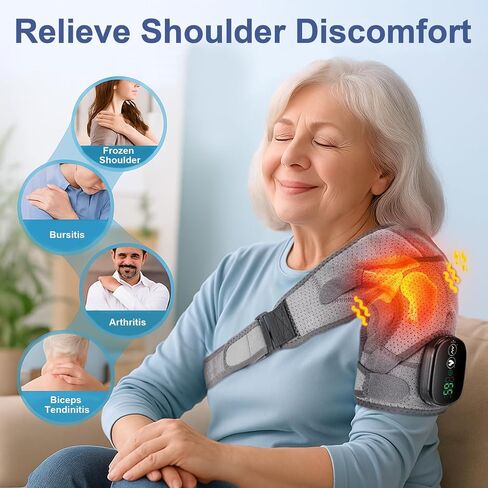 Shoulder Heating Pad with Massage Cordless, Shoulder Massager for Pain Deep Tissue, Heated Shoulder Wrap with Massage in Saudi Arabia